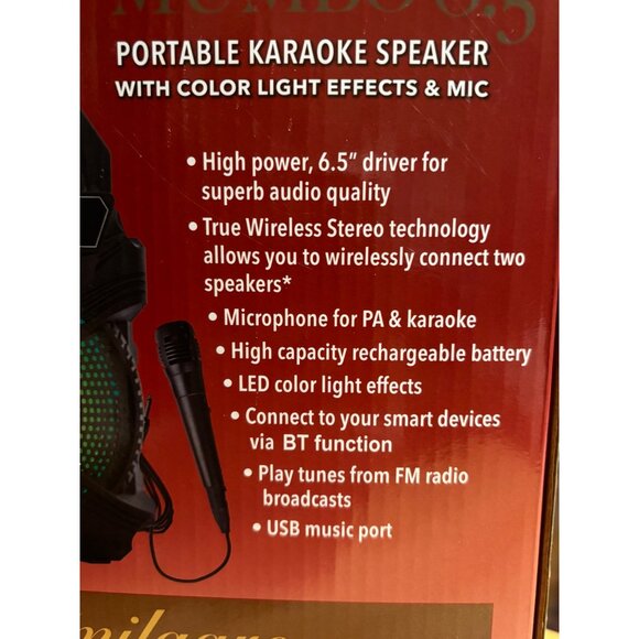 Santana Mumbo 6.5"‎ Portable Karaoke Speaker With Color Light Effects & Mic - Picture 10 of 13